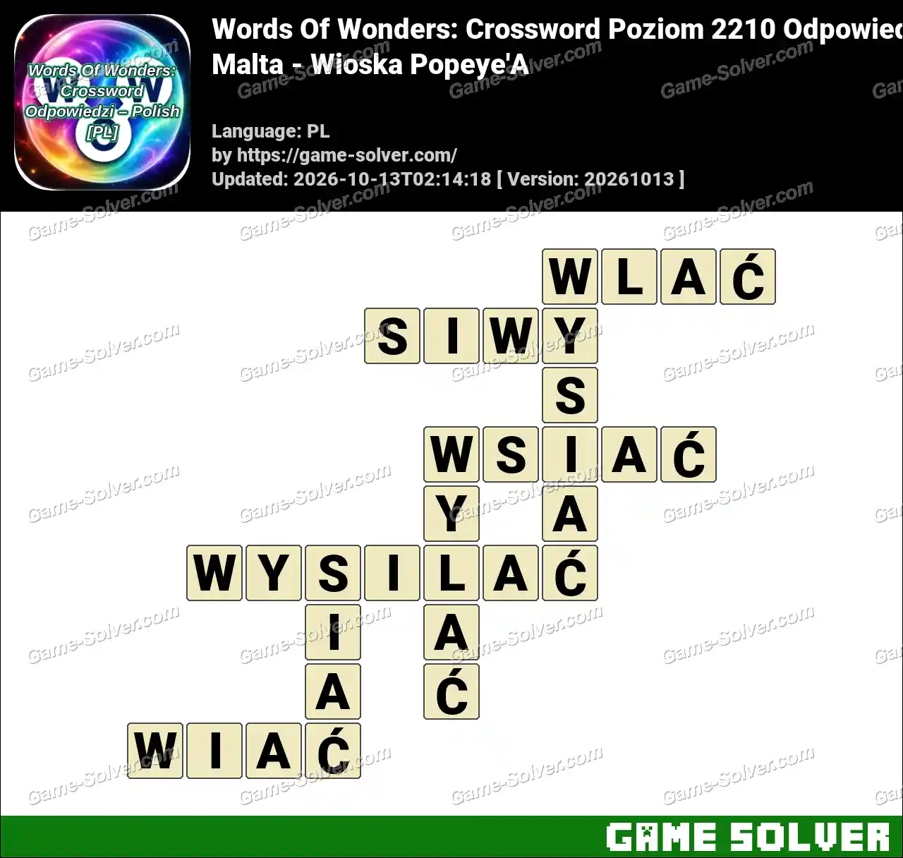 Words Of Wonders: Crossword Poziom 2210 Odpowiedzi – Malta – Wioska Popeye’A